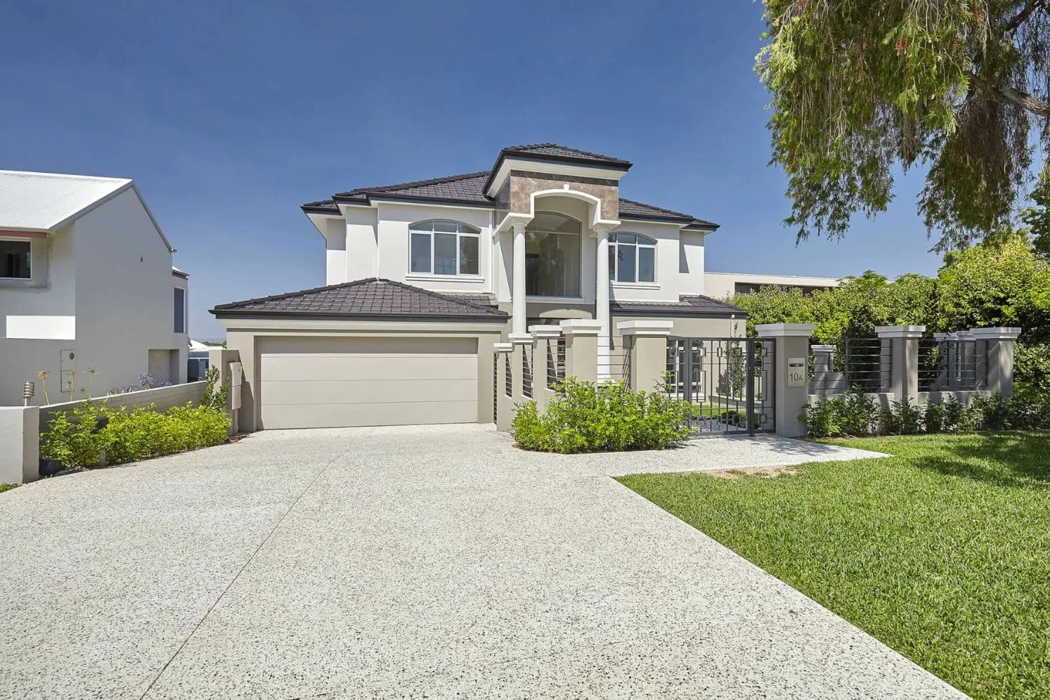 Concrete driveway with broom finish outside a Geelong home