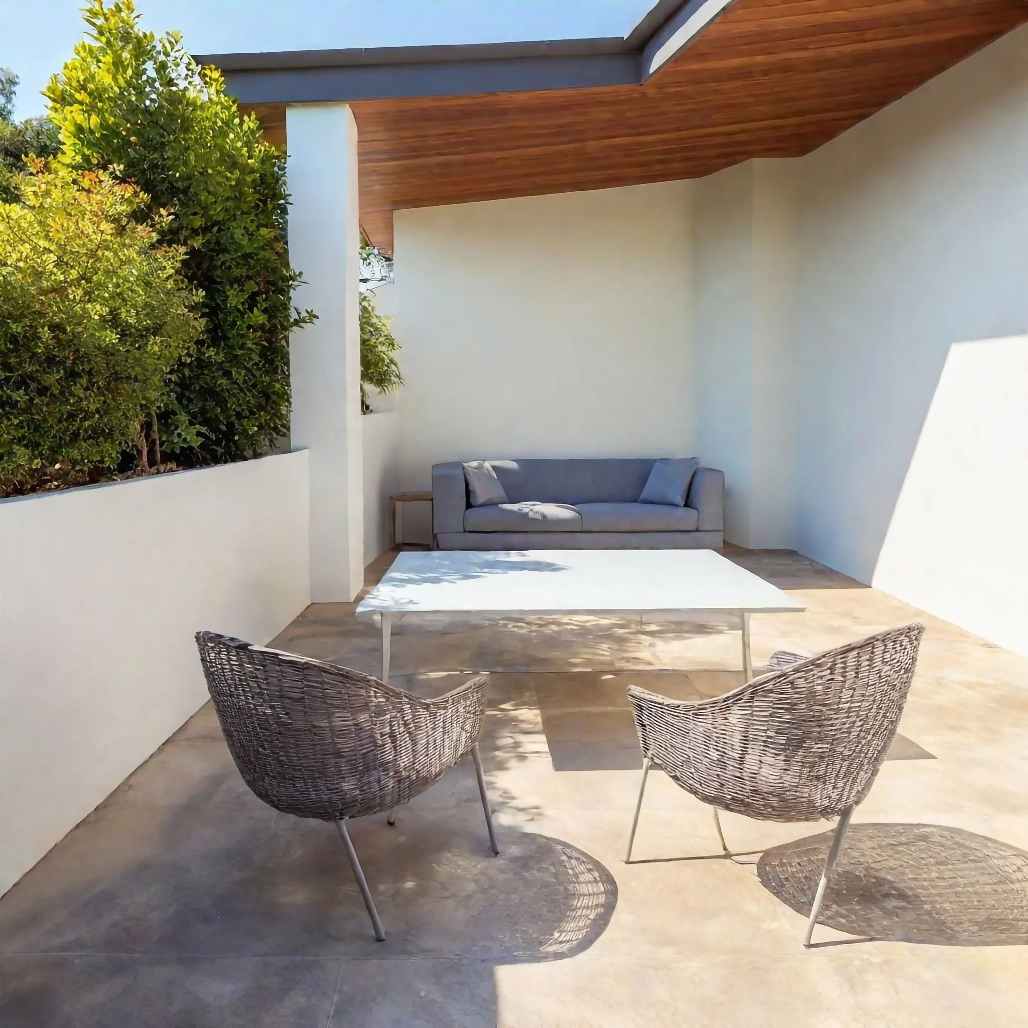 Newly poured concrete patio with exposed aggregate finish at a Geelong home