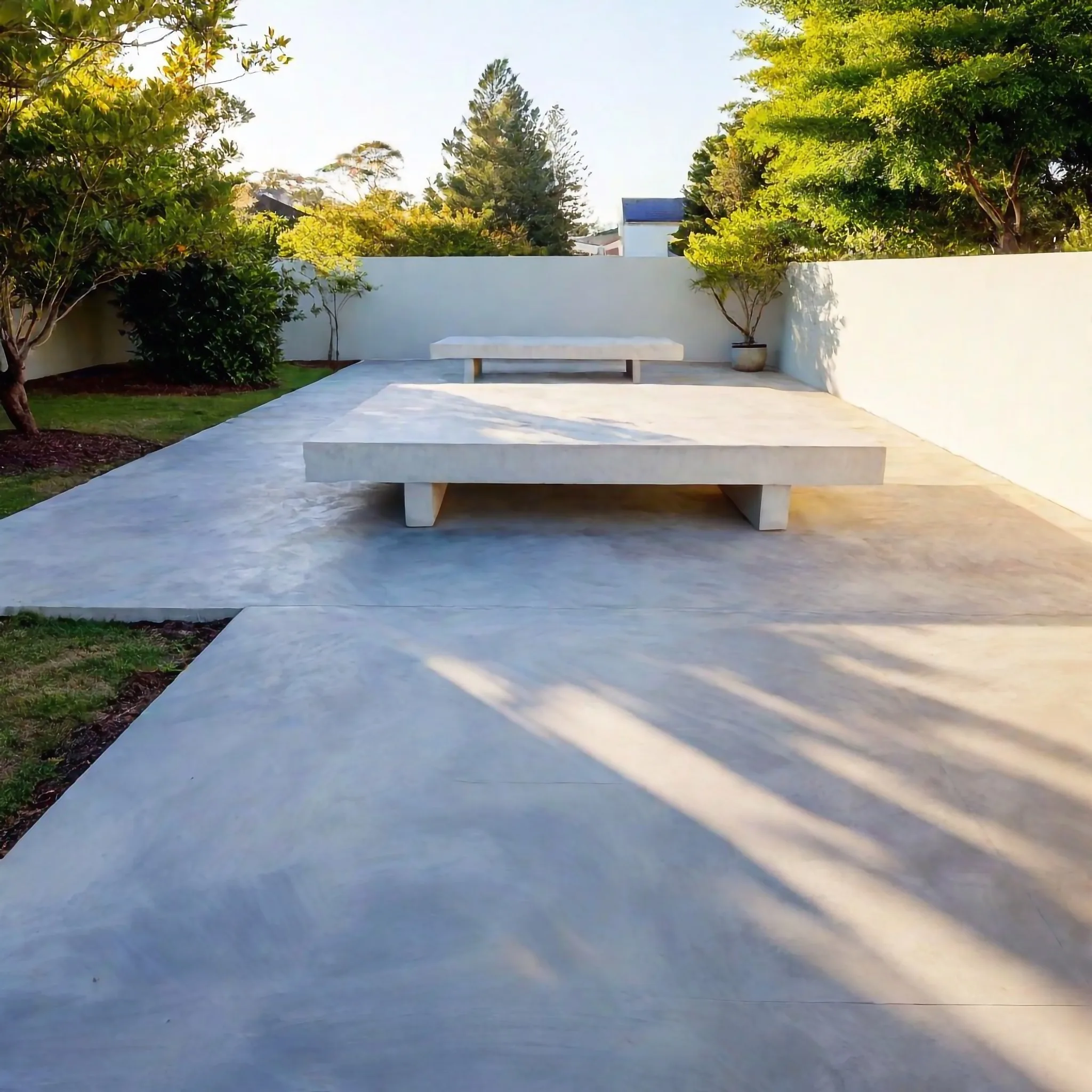 Completed concrete patio in a Geelong backyard