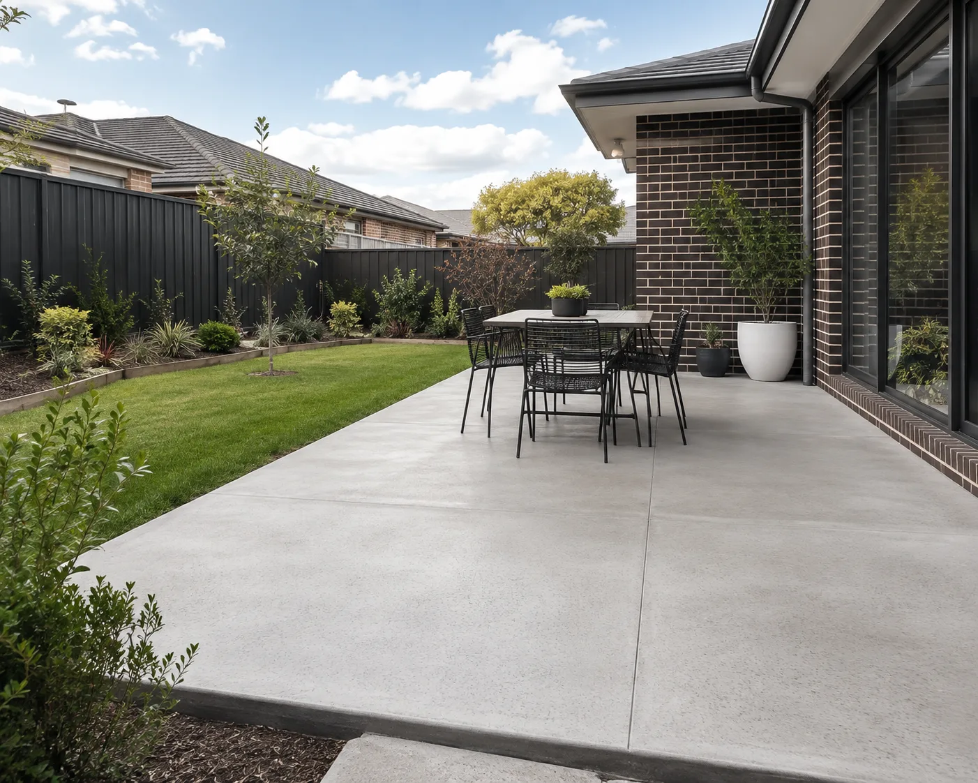 Concrete patio with textured, slip-resistant finish