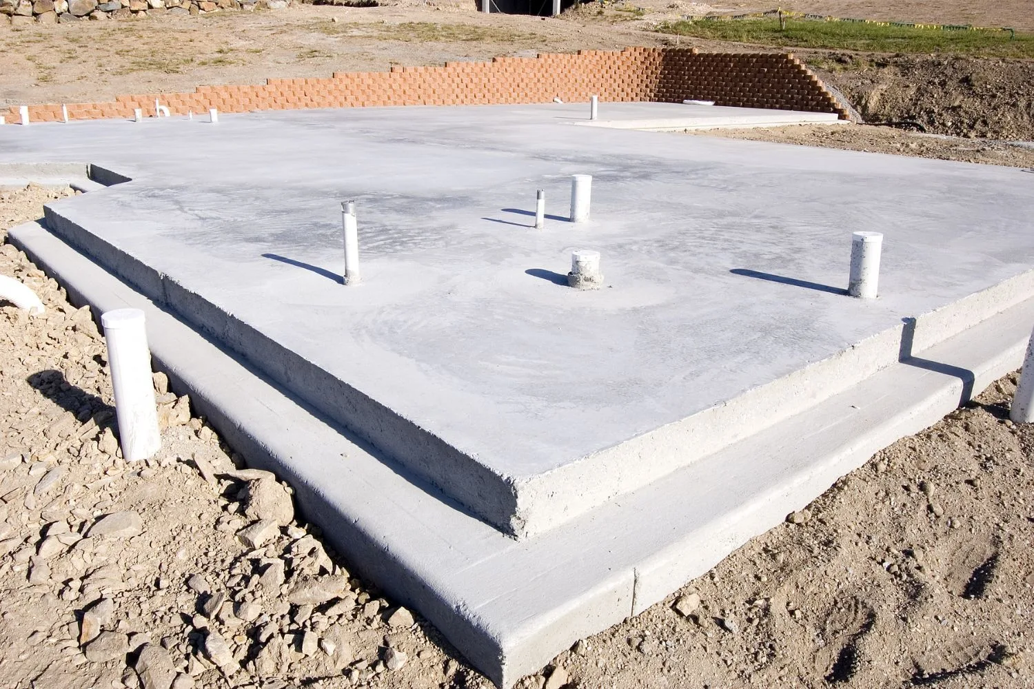 Concrete slab levelled and ready for a shed