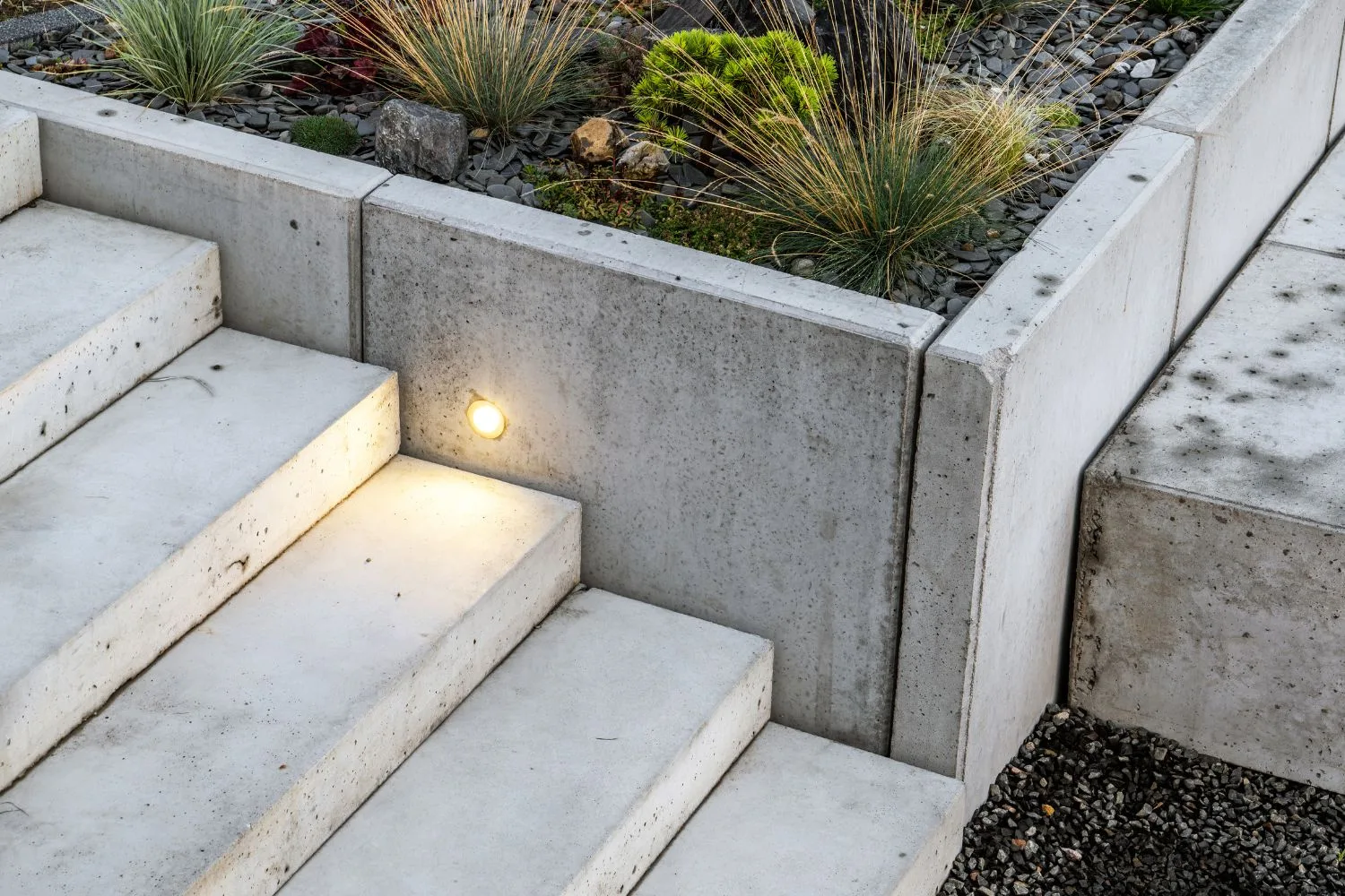 Concrete steps leading to a front entrance